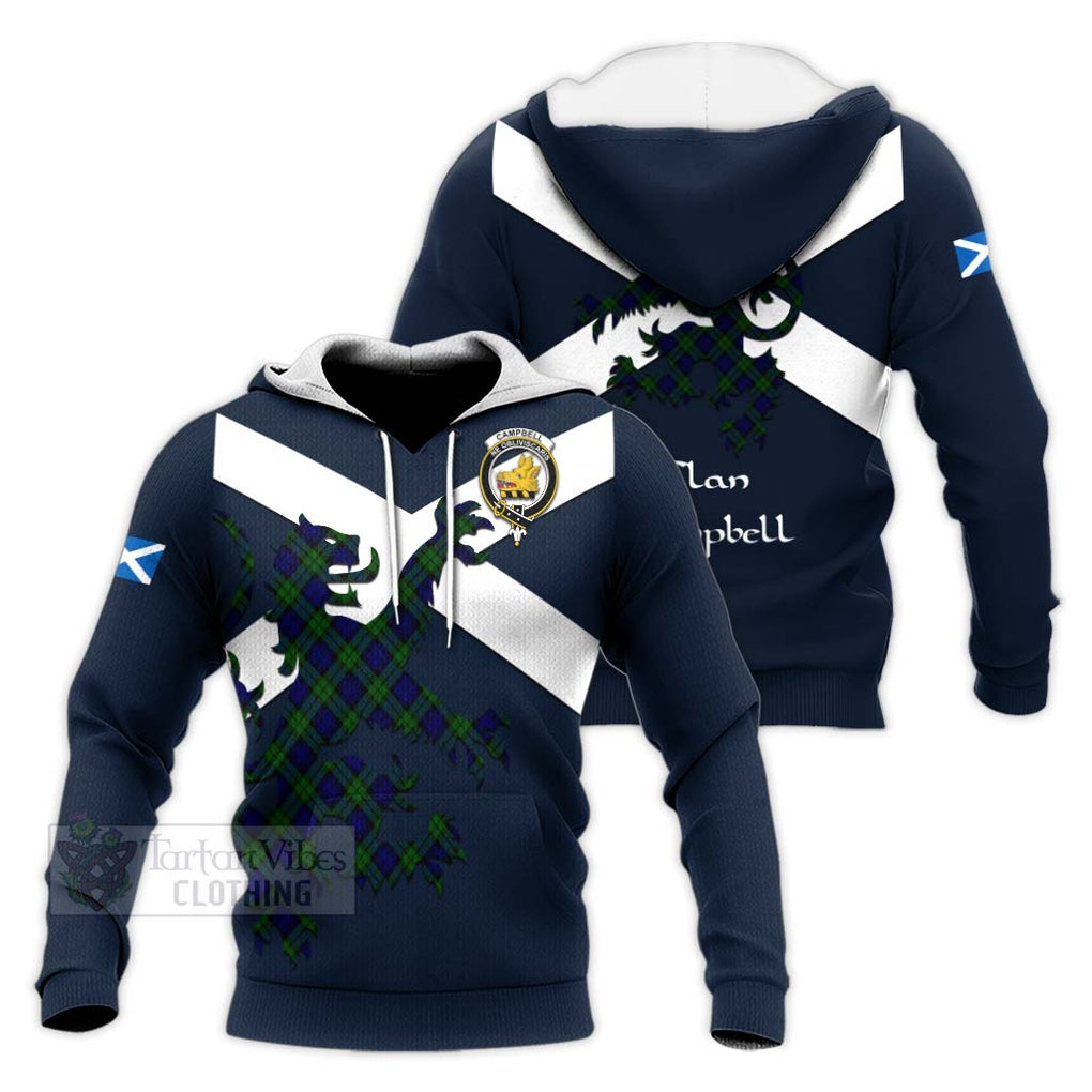 Tartan Vibes Clothing Campbell Tartan Lion Rampant Knitted Hoodie – Proudly Display Your Heritage with Alba Gu Brath and Clan Name