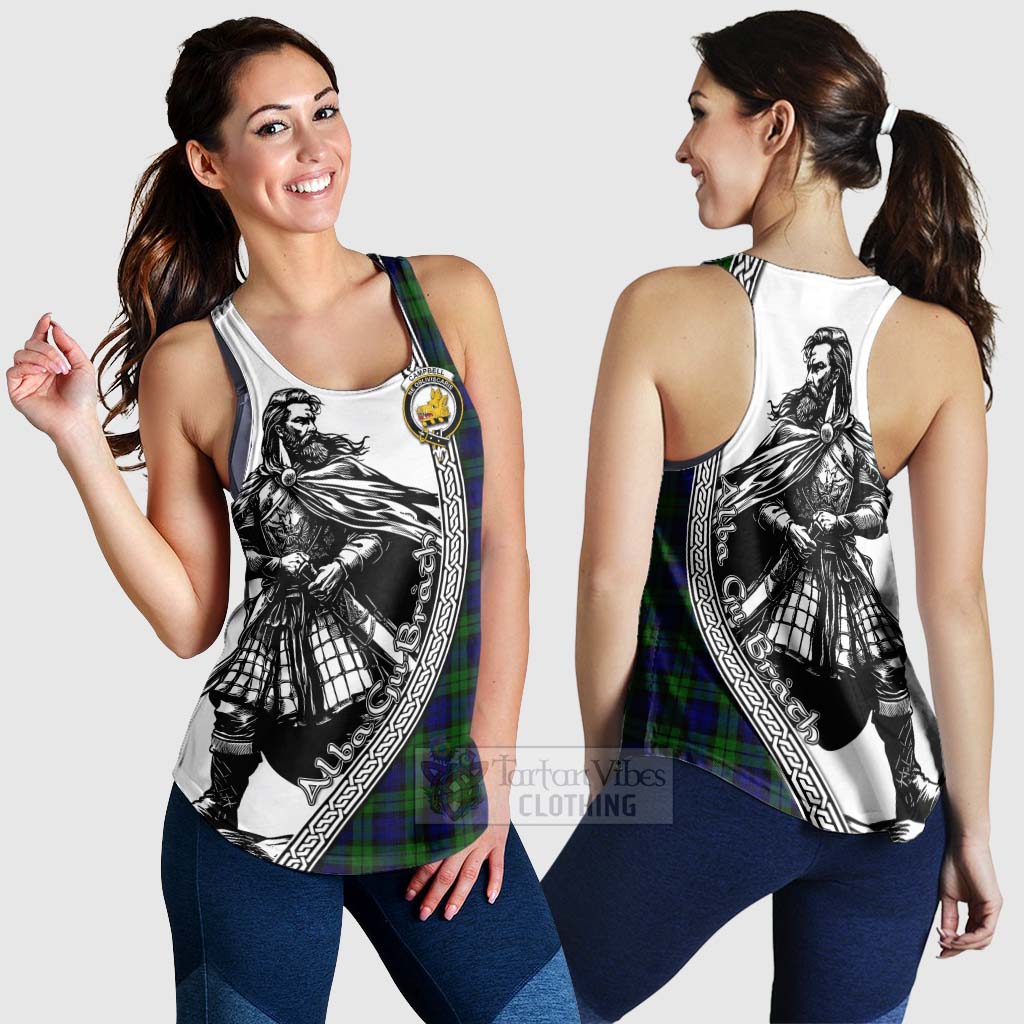 Tartan Vibes Clothing Campbell Tartan Clan Crest Women's Racerback Tanks with Highlander Warrior Celtic Style