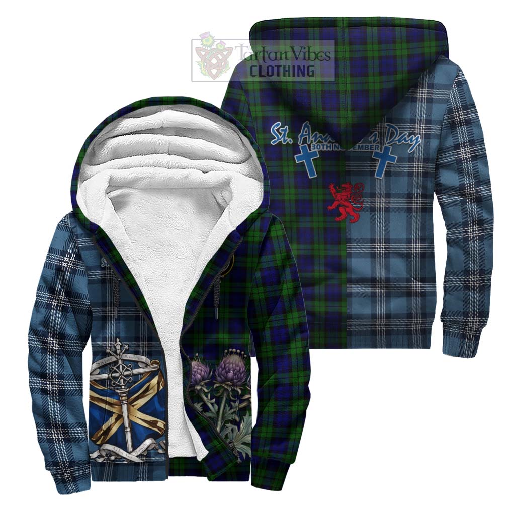 Tartan Vibes Clothing Campbell Tartan Sherpa Hoodie Happy St. Andrew's Day Half Tartan Style