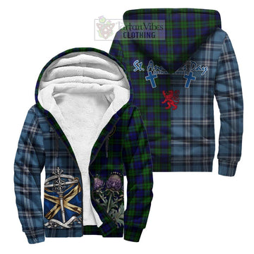 Campbell Tartan Sherpa Hoodie Happy St. Andrew's Day Half Tartan Style