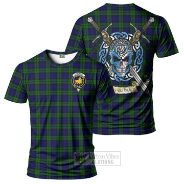 Campbell Tartan T-Shirt with Family Crest Celtic Skull Style