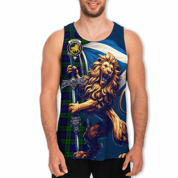 Campbell Tartan Family Crest Men's Tank Top with Scottish Majestic Lion Men - Tartan Vibes Clothing