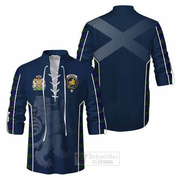 Campbell Tartan Ghillie Kilt Shirt with Family Crest and Lion Rampant Vibes Sport Style