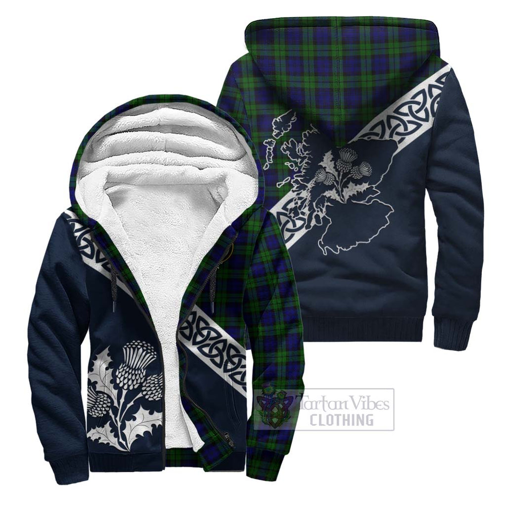 Tartan Vibes Clothing Campbell Tartan Sherpa Hoodie Featuring Thistle and Scotland Map