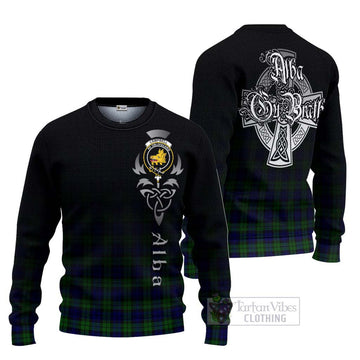 Campbell Tartan Ugly Sweater Featuring Alba Gu Brath Family Crest Celtic Inspired