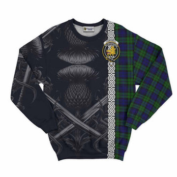 Campbell Tartan Sweatshirt with Family Crest Cross Sword Thistle Celtic Vibes