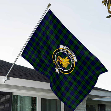 Campbell Tartan House Flag with Family Crest