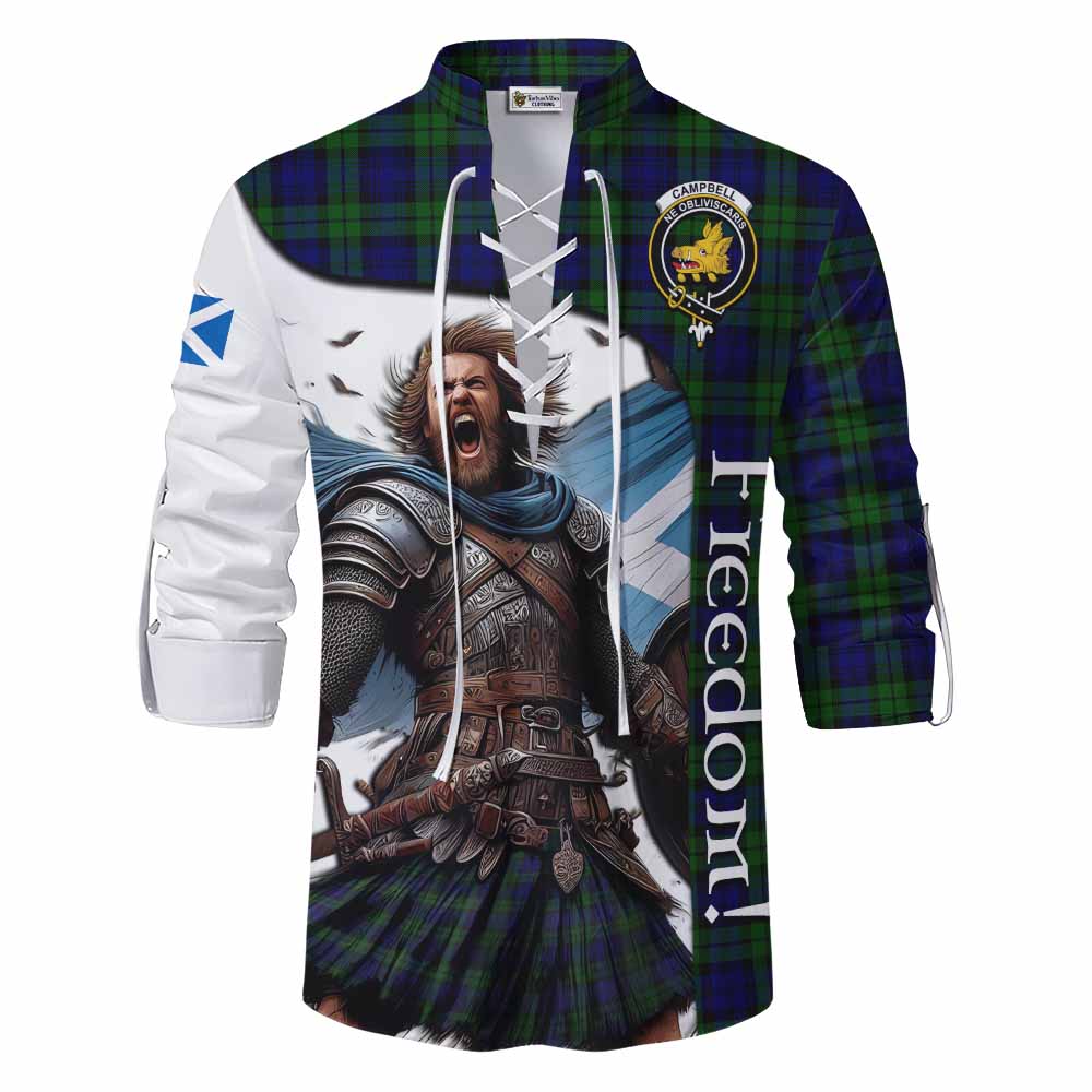 Tartan Vibes Clothing Campbell Crest Tartan Ghillie Kilt Shirt Inspired by the Freedom of Scottish Warrior