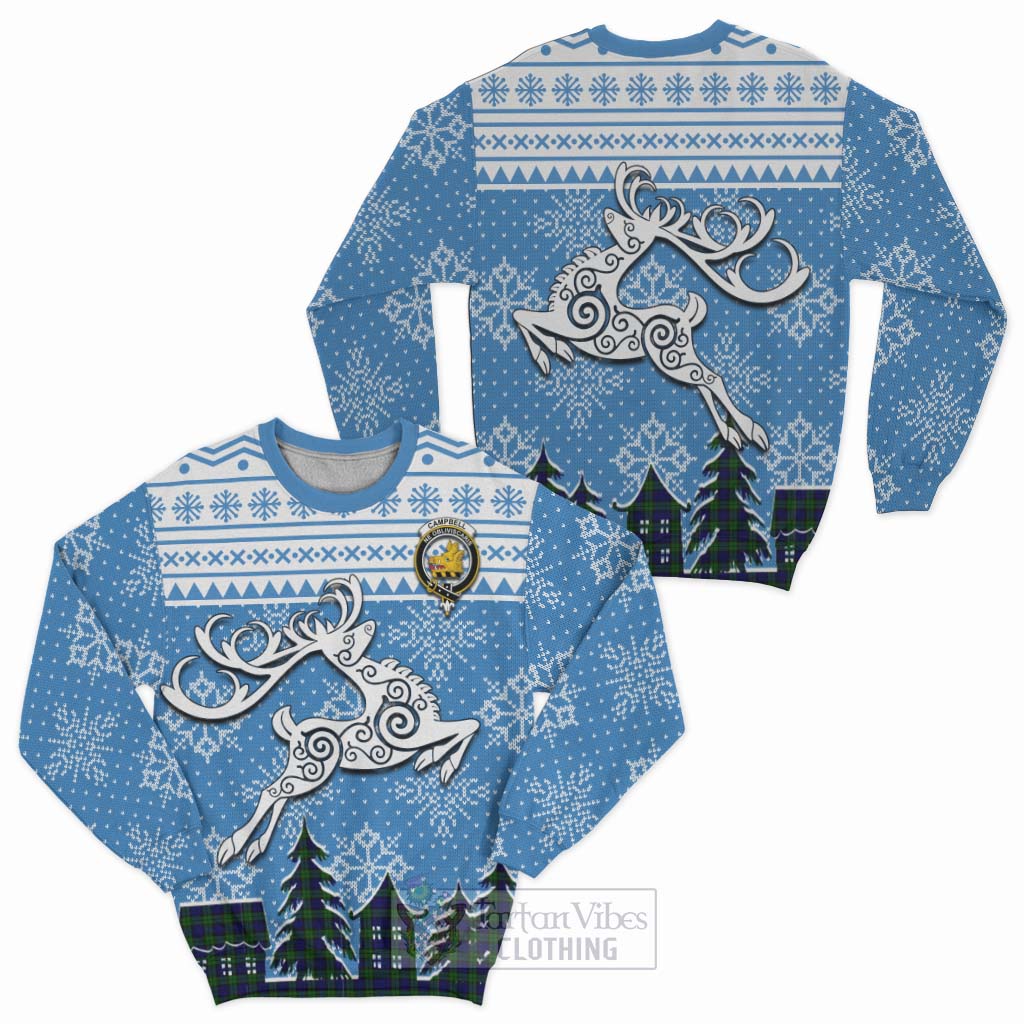 Tartan Vibes Clothing Campbell Clan Christmas Sweatshirt Celtic Reindeer Style