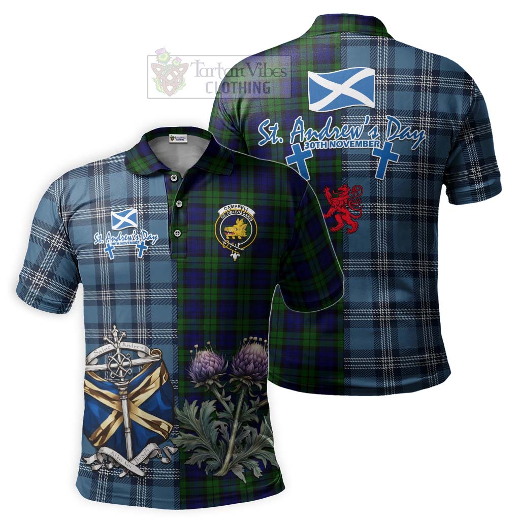 Tartan Vibes Clothing Campbell Tartan Polo Shirt Happy St. Andrew's Day Half Tartan Style