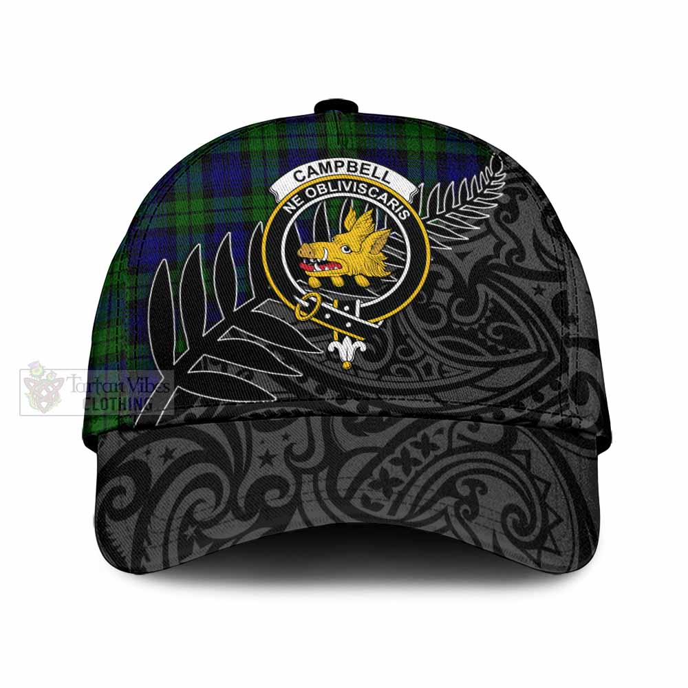 Tartan Vibes Clothing Campbell Tartan Classic Cap with New Zealand Silver Fern Half Style