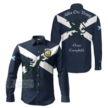 Campbell Tartan Lion Rampant Long Sleeve Button Shirt Proudly Display Your Heritage with Alba Gu Brath and Clan Name