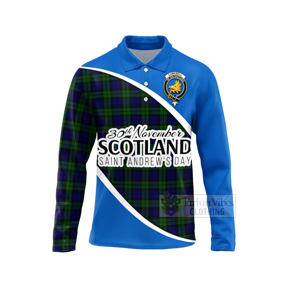 Tartan Vibes Clothing Campbell Family Crest Tartan Long Sleeve Polo Shirt Celebrate Saint Andrew's Day in Style