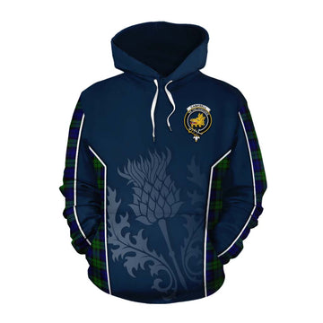 Campbell Tartan Cotton Hoodie with Family Crest and Scottish Thistle Vibes Sport Style