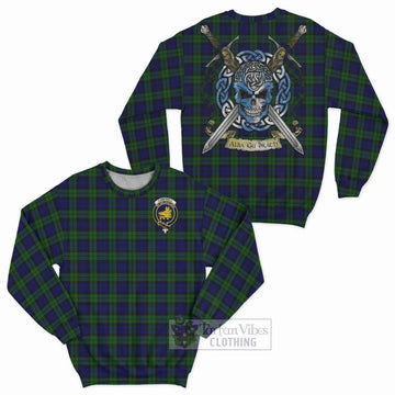 Campbell Tartan Sweatshirt with Family Crest Celtic Skull Style