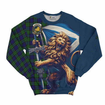 Campbell Tartan Family Crest Sweatshirt with Scottish Majestic Lion