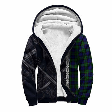 Campbell Tartan Sherpa Hoodie with Family Crest Cross Sword Thistle Celtic Vibes Unisex S - Tartan Vibes Clothing