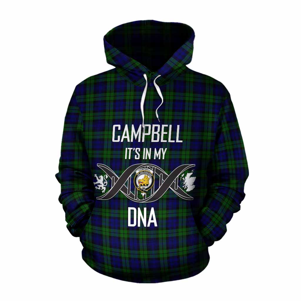 Tartan Vibes Clothing Campbell Tartan Cotton Hoodie with Family Crest DNA In Me Style