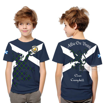 Campbell Tartan Lion Rampant Kid T-Shirt Proudly Display Your Heritage with Alba Gu Brath and Clan Name