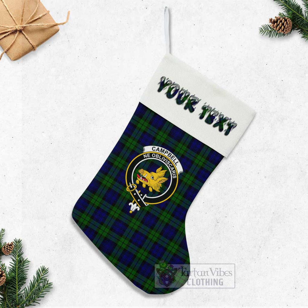 Tartan Vibes Clothing Campbell Tartan Family Crest Christmas Stocking with Personalized Text