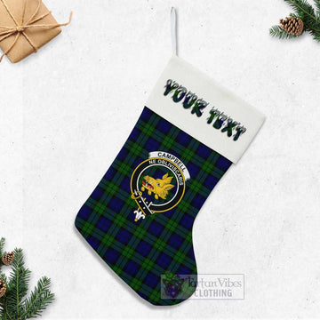 Campbell Tartan Family Crest Christmas Stocking with Personalized Text