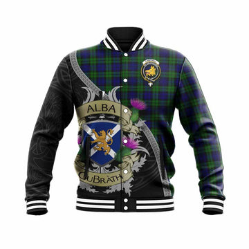 Campbell Tartan Family Crest Baseball Jacket Lion Rampant Royal Thistle Shield Celtic Inspired Unisex - Tartan Vibes Clothing