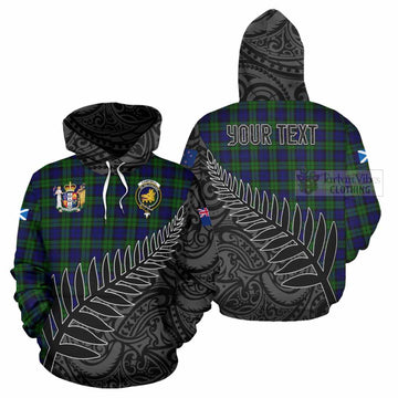 Campbell Crest Tartan Hoodie with New Zealand Silver Fern Half Style