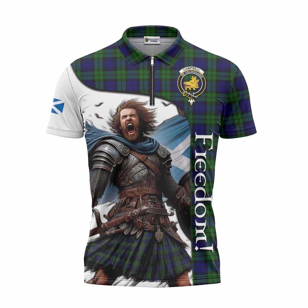 Tartan Vibes Clothing Campbell Crest Tartan Zipper Polo Shirt Inspired by the Freedom of Scottish Warrior