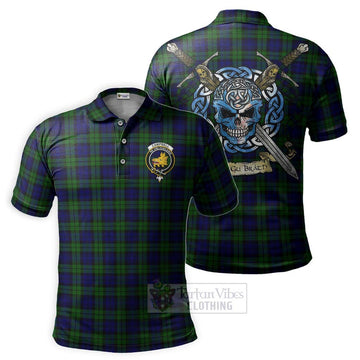 Campbell Tartan Polo Shirt with Family Crest Celtic Skull Style