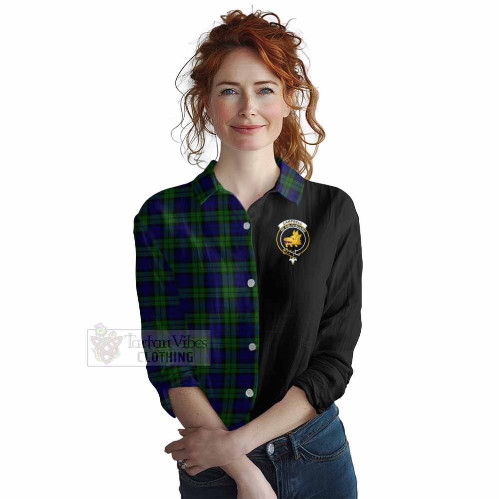 Tartan Vibes Clothing Campbell Tartan Women's Casual Shirt with Family Crest and Half Of Me Style