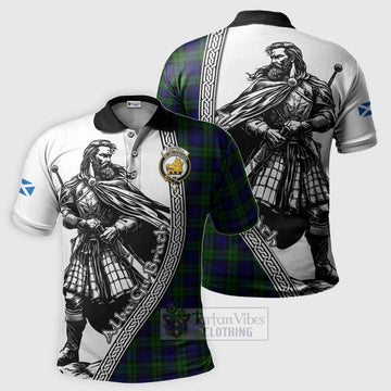 Campbell Tartan Clan Crest Polo Shirt with Highlander Warrior Celtic Style