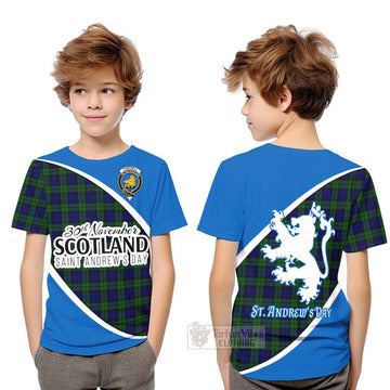 Campbell Family Crest Tartan Kid T-Shirt Celebrate Saint Andrew's Day in Style