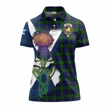 Campbell Tartan Family Crest Women's Polo Shirt Scottish Thistle Celtic Inspired Women - Tartan Vibes Clothing