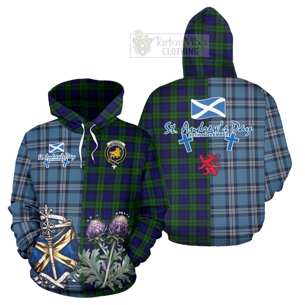 Tartan Vibes Clothing Campbell Tartan Hoodie Happy St. Andrew's Day Half Tartan Style