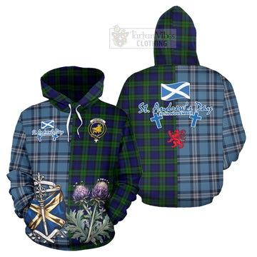 Campbell Tartan Hoodie Happy St. Andrew's Day Half Tartan Style