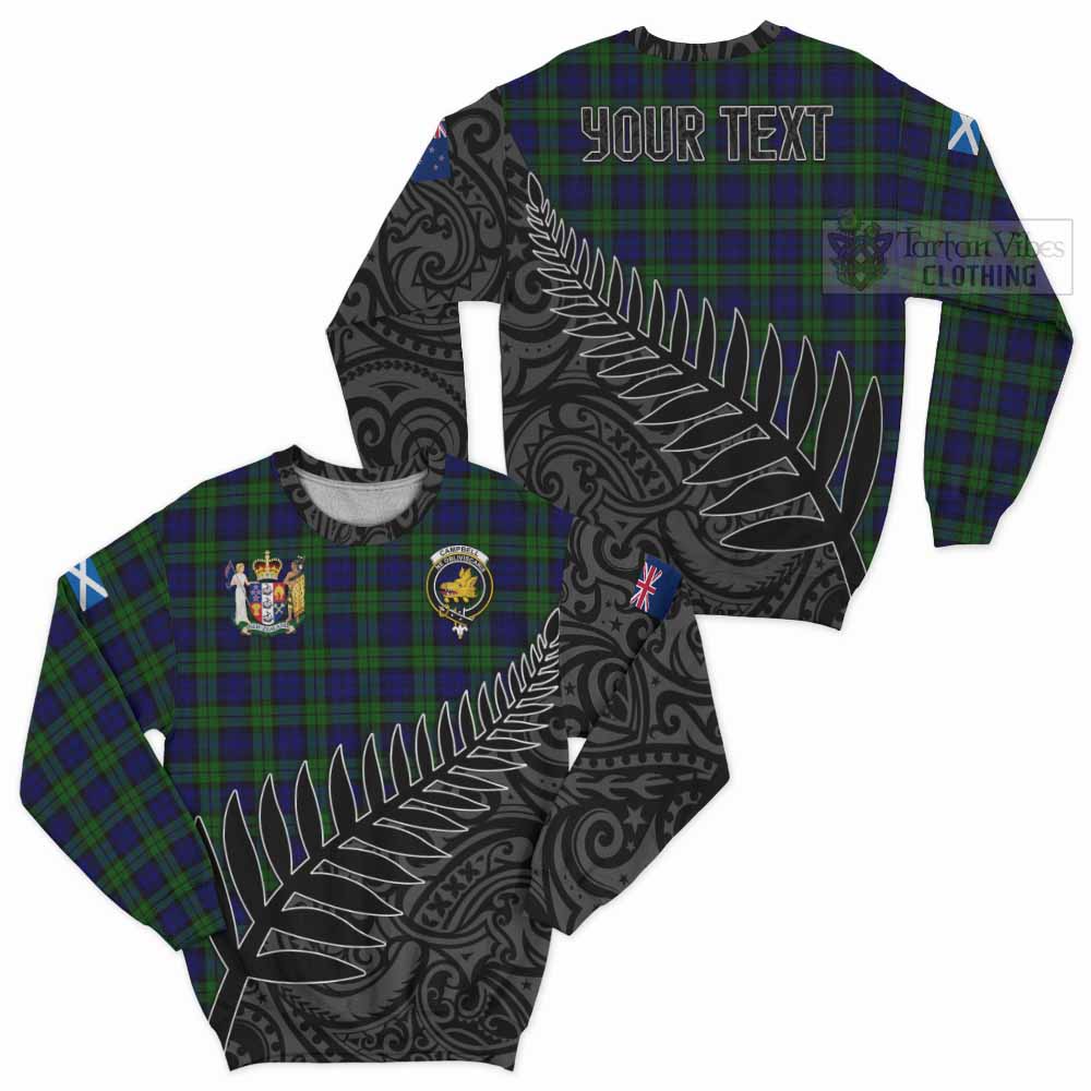 Tartan Vibes Clothing Campbell Crest Tartan Sweatshirt with New Zealand Silver Fern Half Style