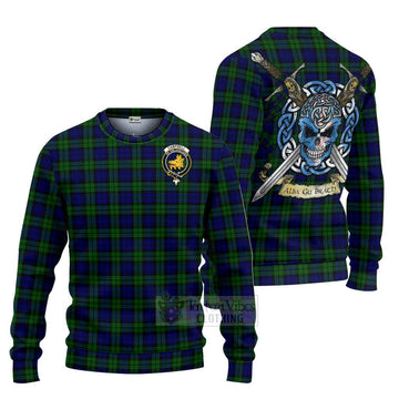 Campbell Tartan Ugly Sweater with Family Crest Celtic Skull Style