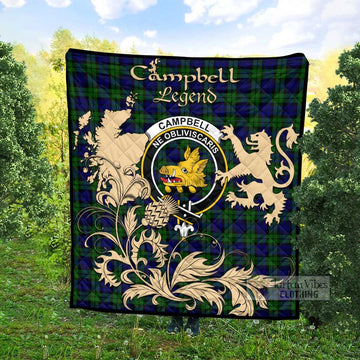 Campbell Tartan Quilt with Family Crest and Scottish Symbol Style