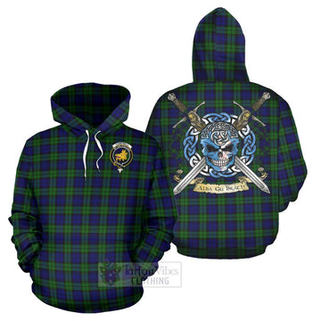 Campbell Tartan Hoodie with Family Crest Celtic Skull Style