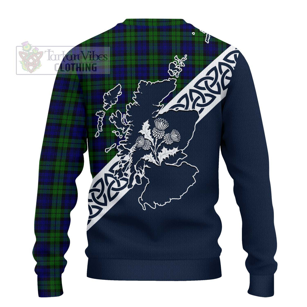 Tartan Vibes Clothing Campbell Tartan Knitted Sweater Featuring Thistle and Scotland Map