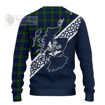 Campbell Tartan Ugly Sweater Featuring Thistle and Scotland Map