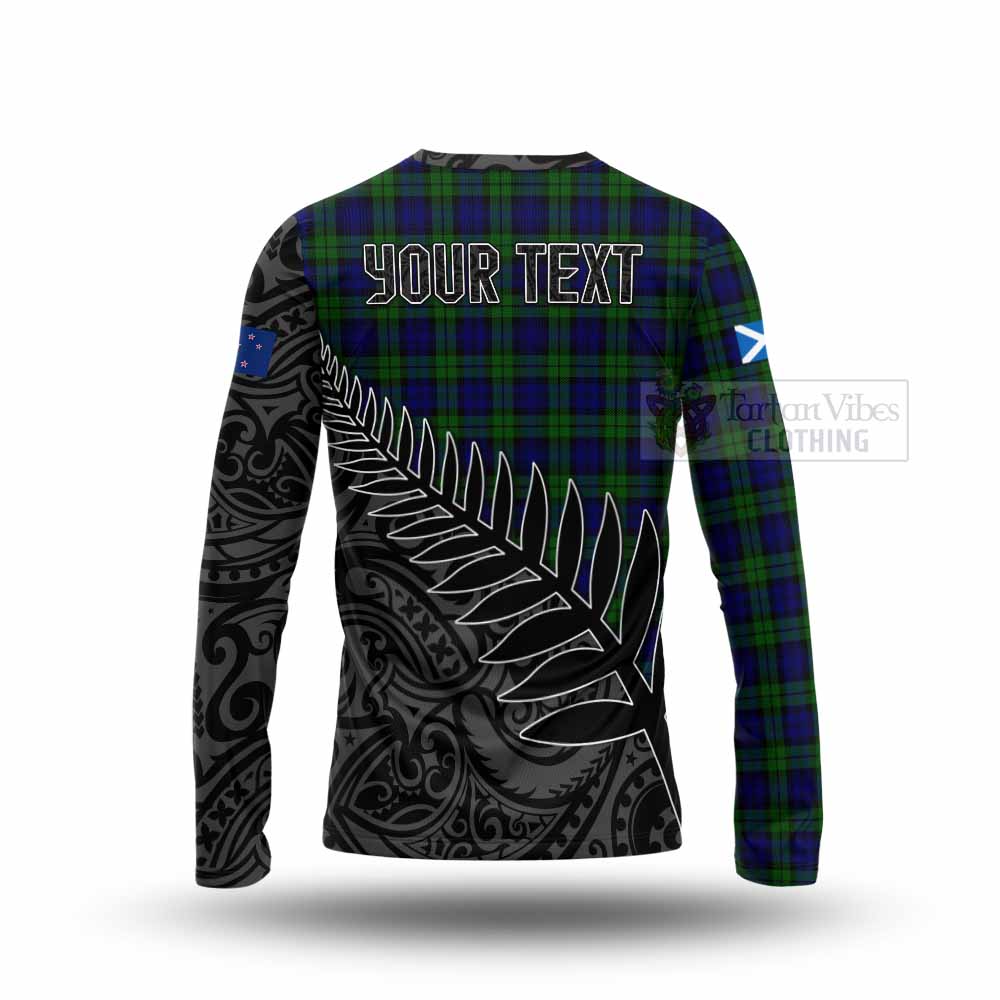 Tartan Vibes Clothing Campbell Crest Tartan Long Sleeve T-Shirt with New Zealand Silver Fern Half Style