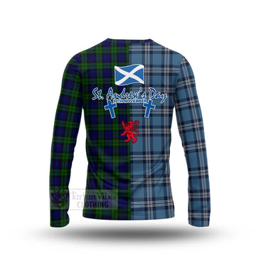 Campbell Tartan Long Sleeve T-Shirt Happy St. Andrew's Day Half Tartan Style