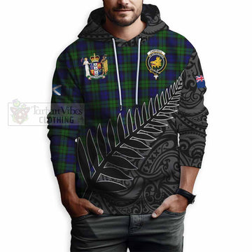 Campbell Crest Tartan Hoodie with New Zealand Silver Fern Half Style