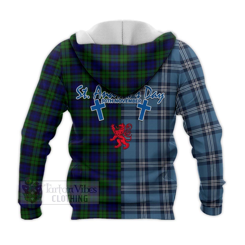 Tartan Vibes Clothing Campbell Tartan Knitted Hoodie Happy St. Andrew's Day Half Tartan Style