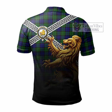 Campbell Crest Tartan Polo Shirt with Golden Lion Emblem Celtic Style - Tartan Vibes Clothing