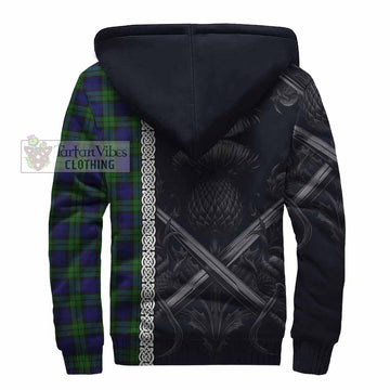 Campbell Tartan Sherpa Hoodie with Family Crest Cross Sword Thistle Celtic Vibes - Tartan Vibes Clothing