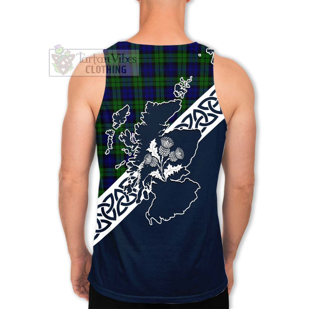Campbell Tartan Men's Tank Top Featuring Thistle and Scotland Map - Tartan Vibes Clothing