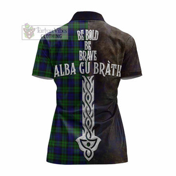 Campbell Tartan Family Crest Women's Polo Shirt Alba Gu Brath Be Brave Lion Ancient Style - Tartan Vibes Clothing