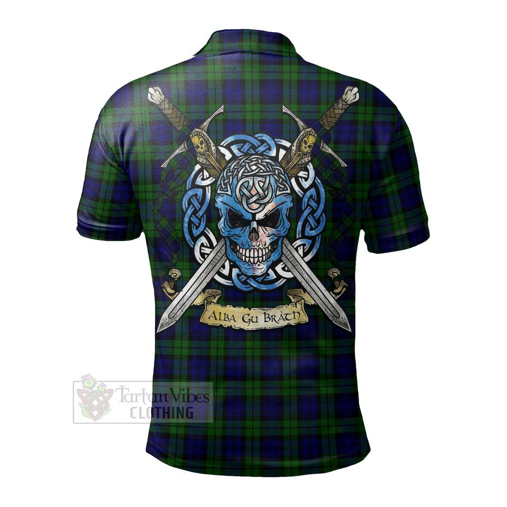 Tartan Vibes Clothing Campbell Tartan Polo Shirt with Family Crest Celtic Skull Style